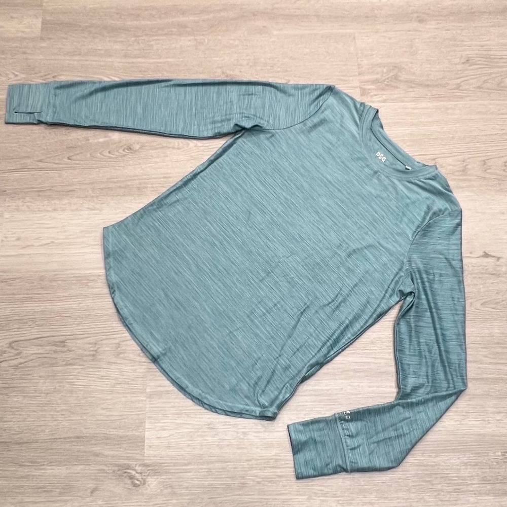 DSG Kids Long Sleeve Athletic Top Size L Blue Moisture Wicking Thumbholes